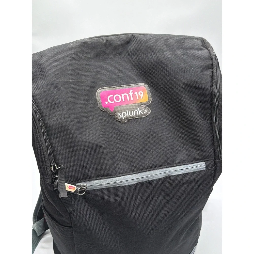 Splunk .conf19 Conference Backpack Black Laptop Bag Tech Swag Pink Orange Lining